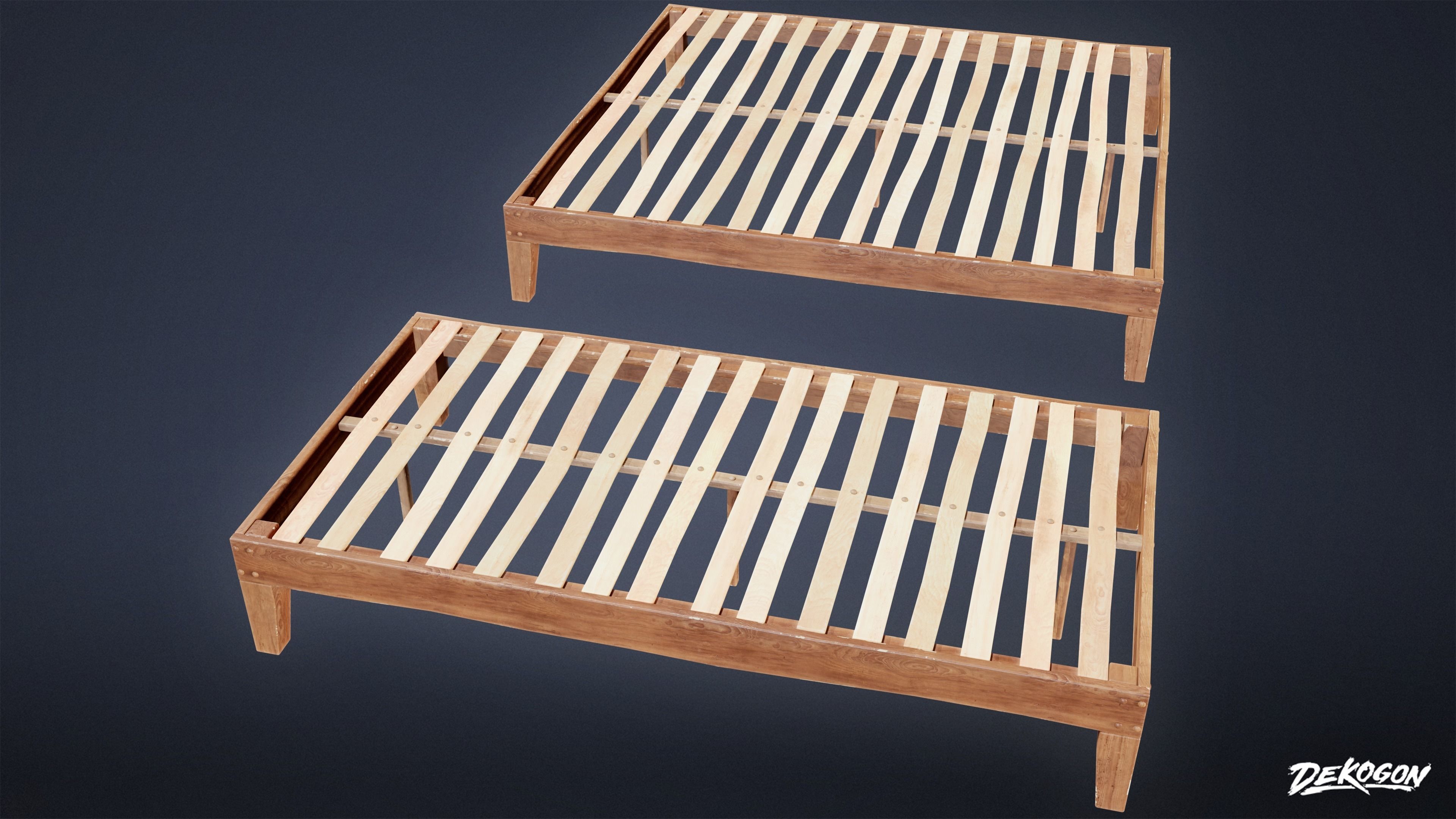 SUBURBS - Bed Frame 05 - LOW POLY AND NANITE Low-poly 3D model_3