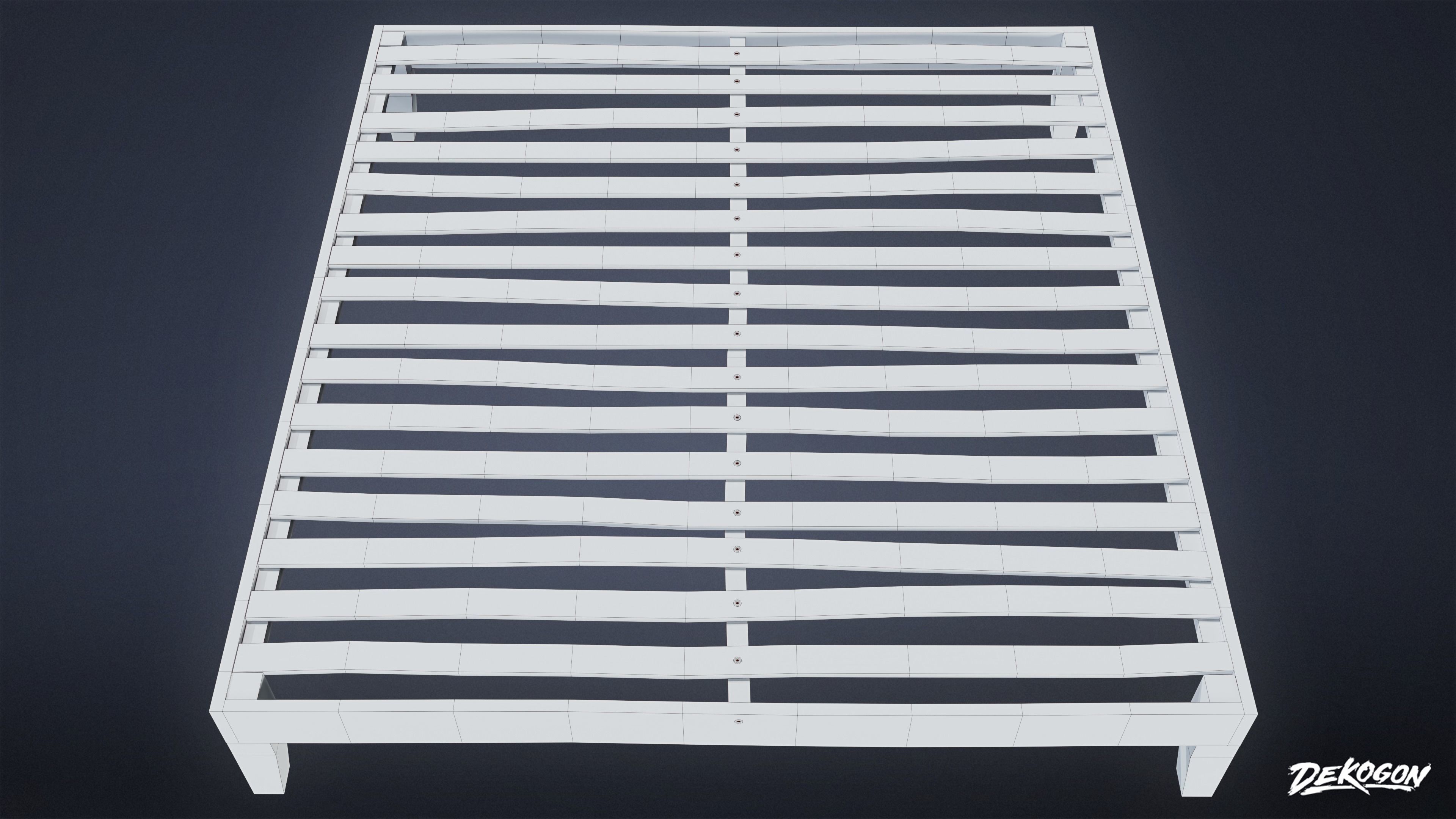 SUBURBS - Bed Frame 05 - LOW POLY AND NANITE Low-poly 3D model_7