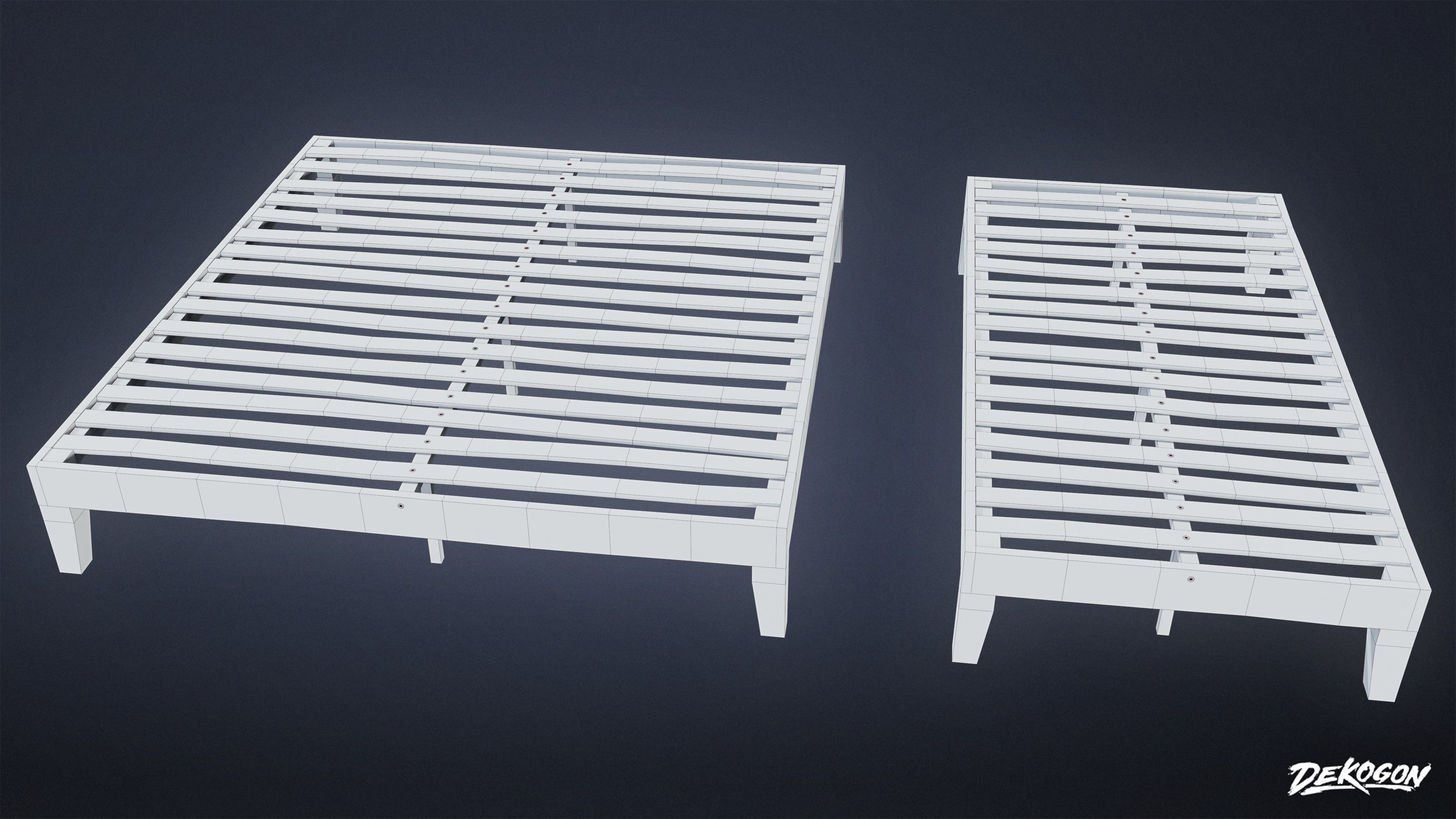 SUBURBS - Bed Frame 05 - LOW POLY AND NANITE Low-poly 3D model_6