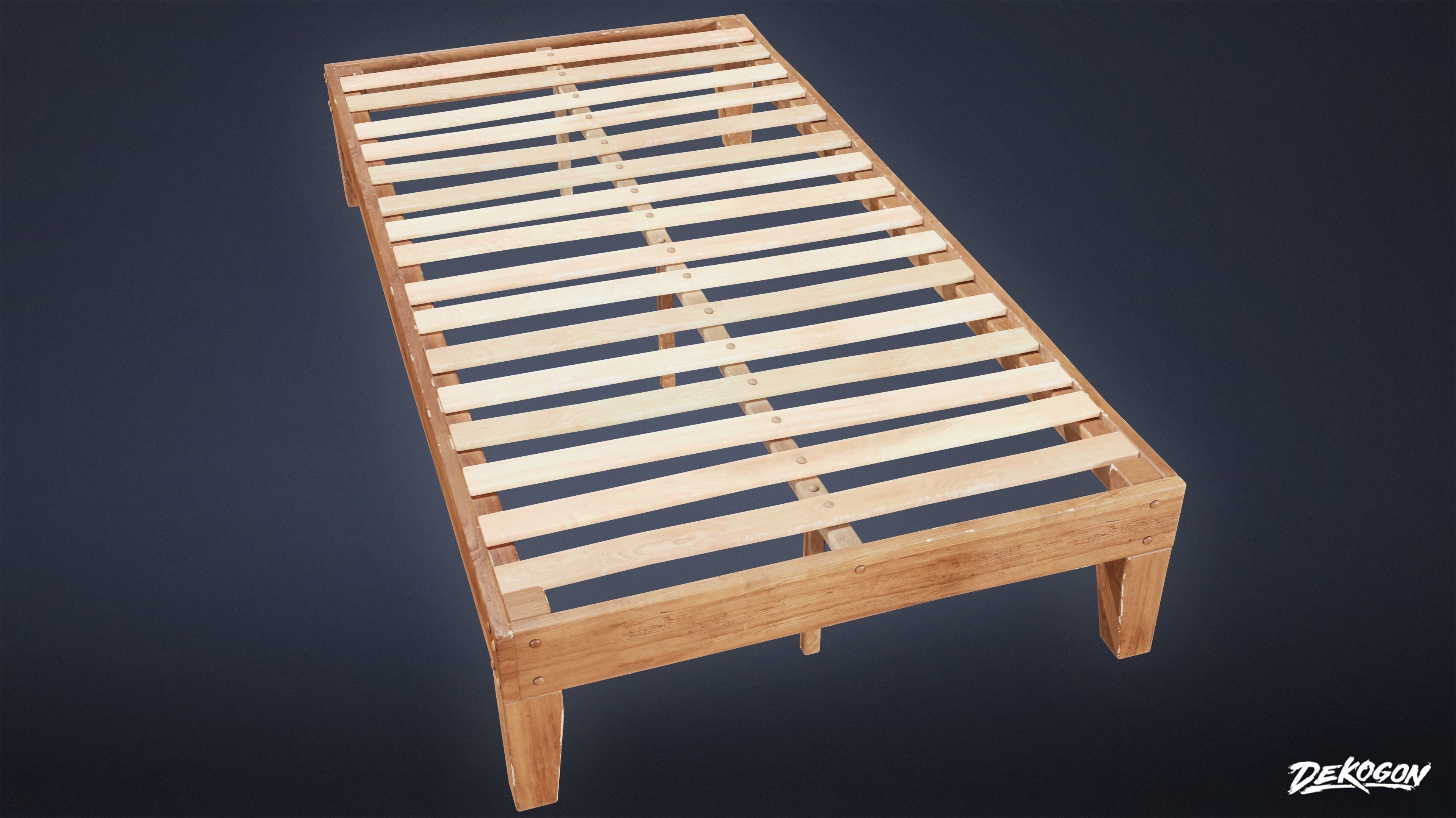 SUBURBS - Bed Frame 05 - LOW POLY AND NANITE Low-poly 3D model_5