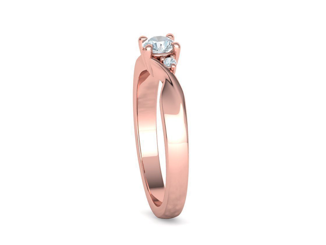 Bypass Solitaire Ring Three stone Engagement Ring 3Dmodel  3D print model_17