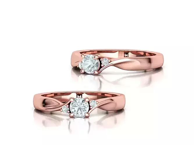 Bypass Solitaire Ring Three stone Engagement Ring 3Dmodel 