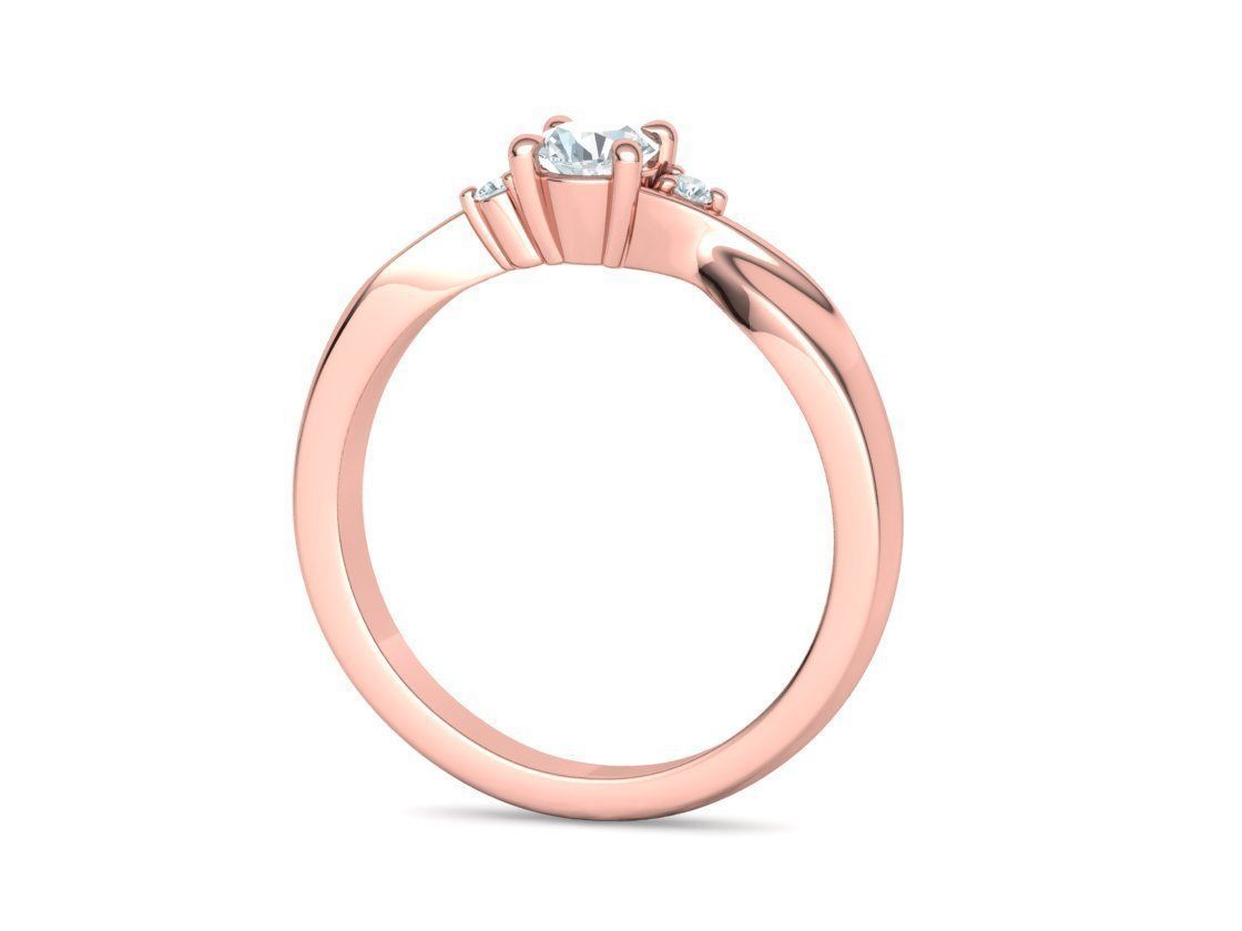 Bypass Solitaire Ring Three stone Engagement Ring 3Dmodel  3D print model_11