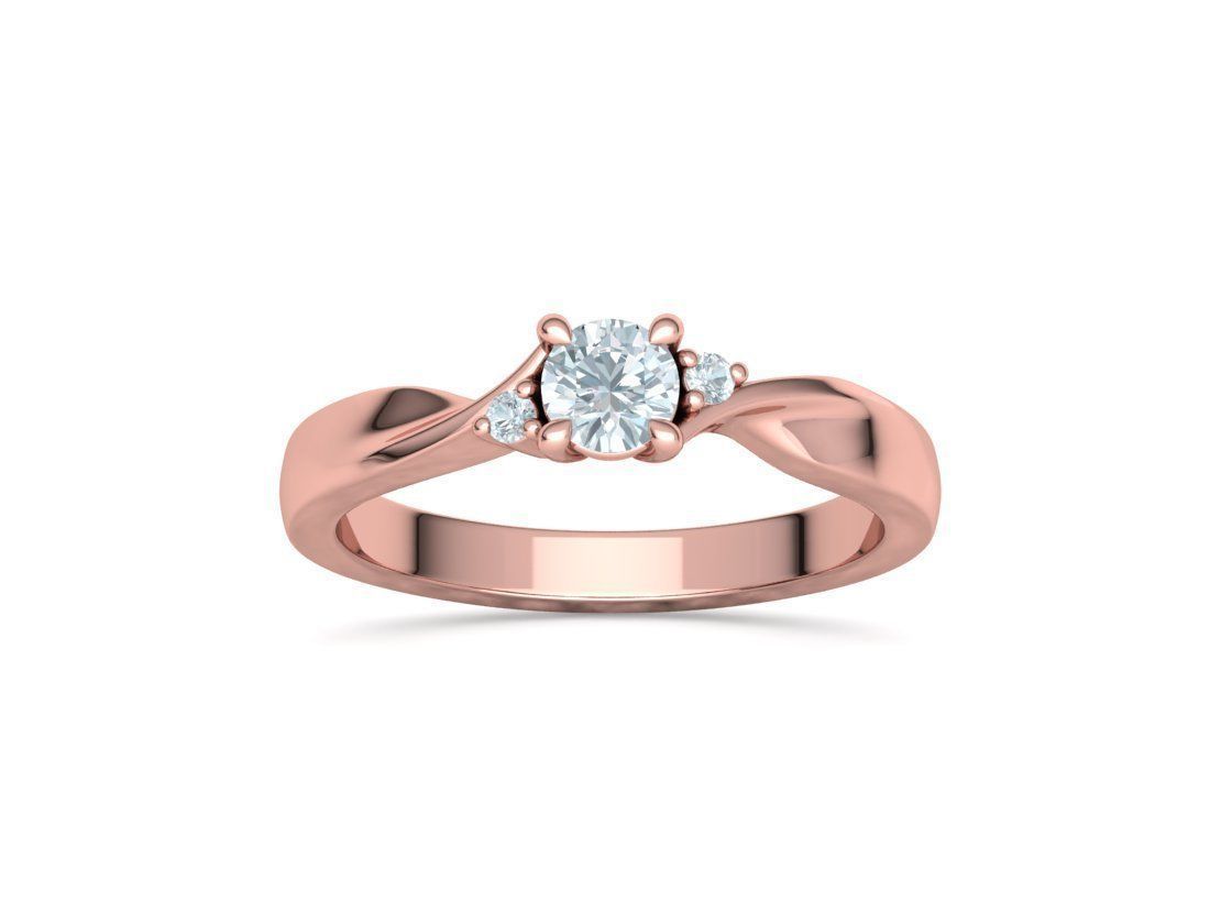 Bypass Solitaire Ring Three stone Engagement Ring 3Dmodel  3D print model_29