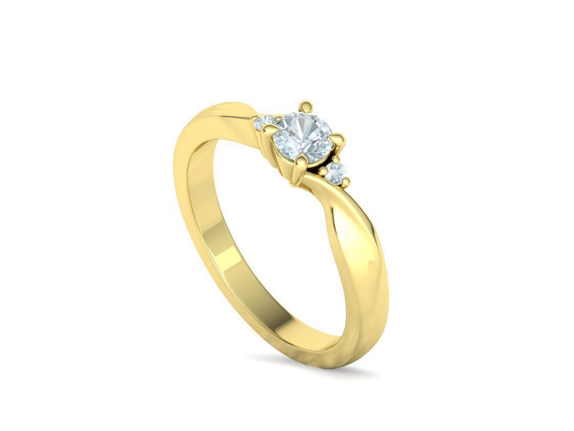 Bypass Solitaire Ring Three stone Engagement Ring 3Dmodel  3D print model_21