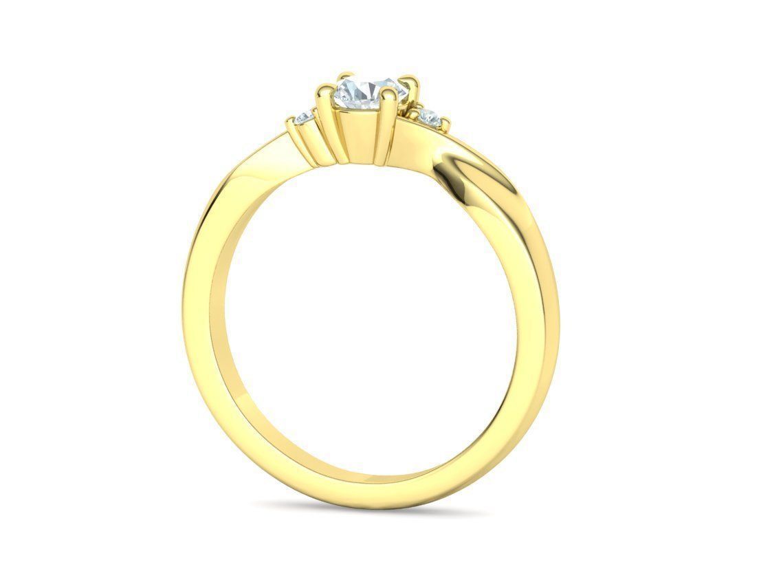 Bypass Solitaire Ring Three stone Engagement Ring 3Dmodel  3D print model_12