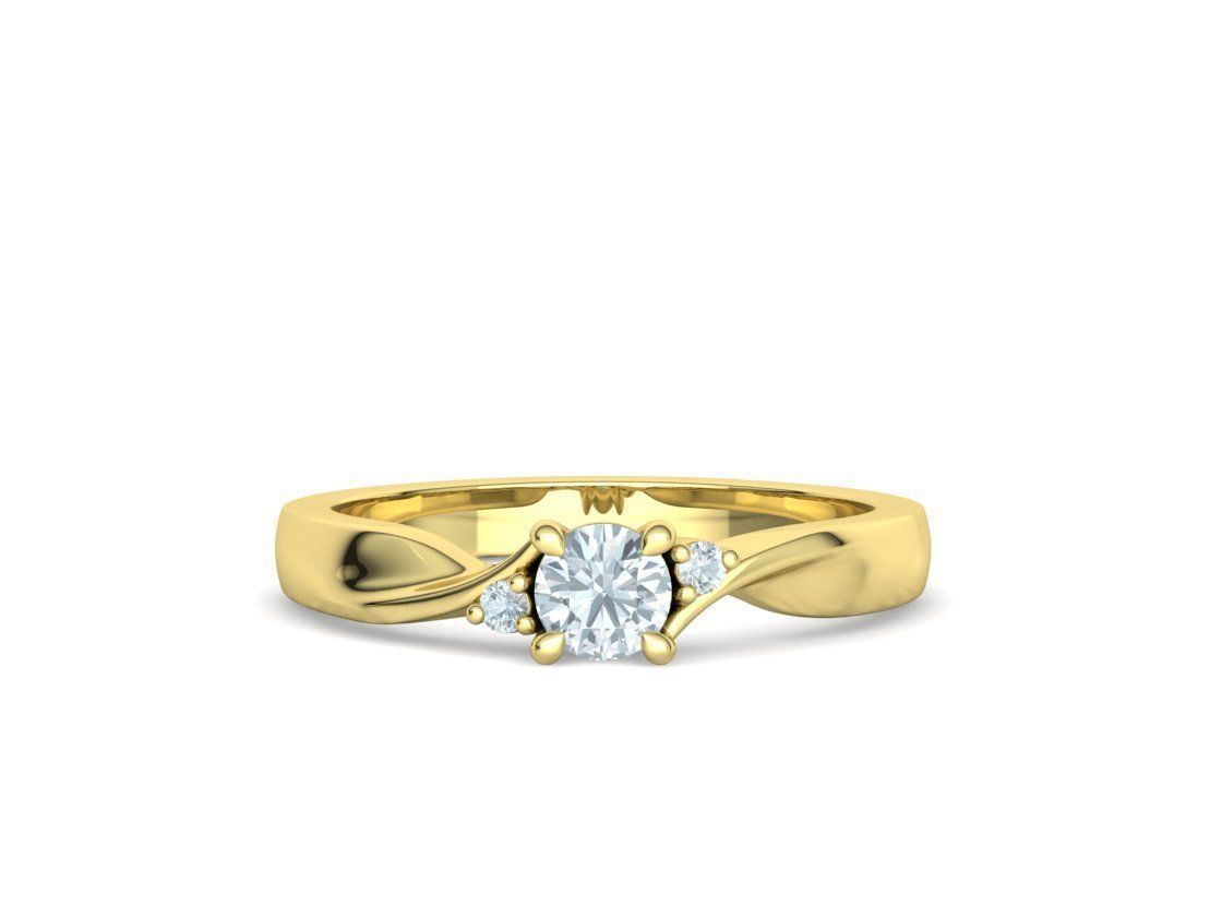 Bypass Solitaire Ring Three stone Engagement Ring 3Dmodel  3D print model_9