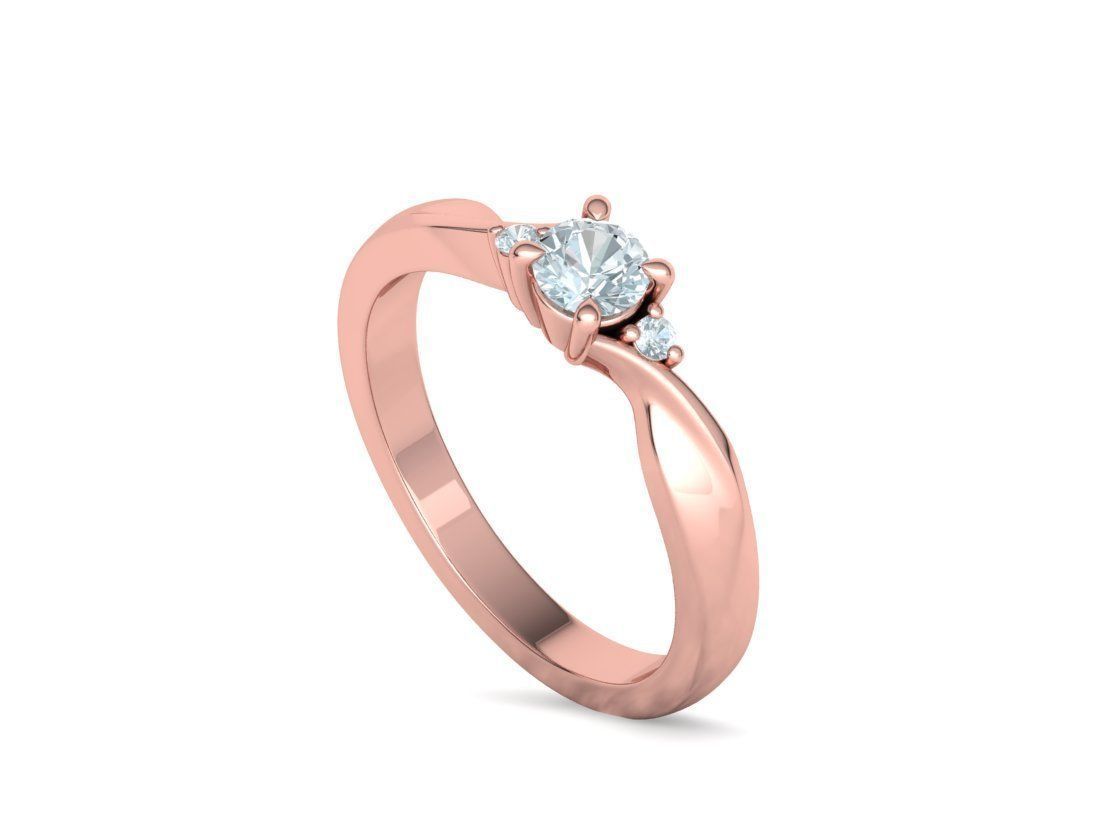 Bypass Solitaire Ring Three stone Engagement Ring 3Dmodel  3D print model_20