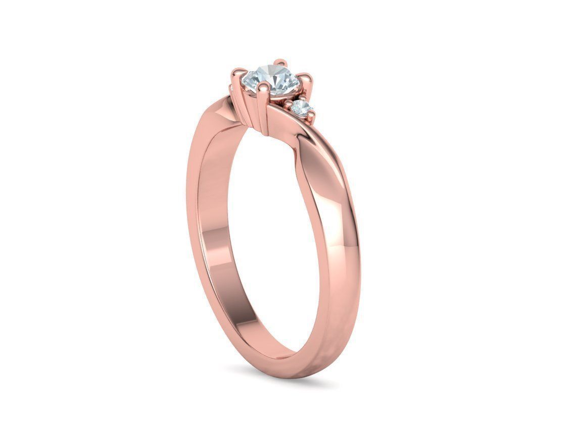 Bypass Solitaire Ring Three stone Engagement Ring 3Dmodel  3D print model_14