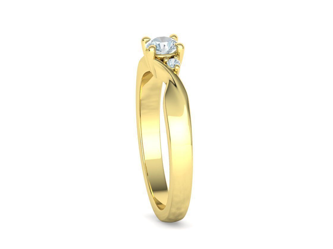 Bypass Solitaire Ring Three stone Engagement Ring 3Dmodel  3D print model_18
