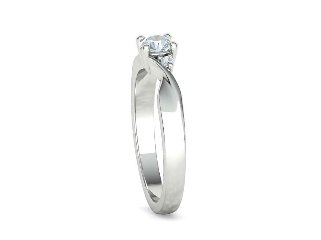 Bypass Solitaire Ring Three stone Engagement Ring 3Dmodel  3D print model_19