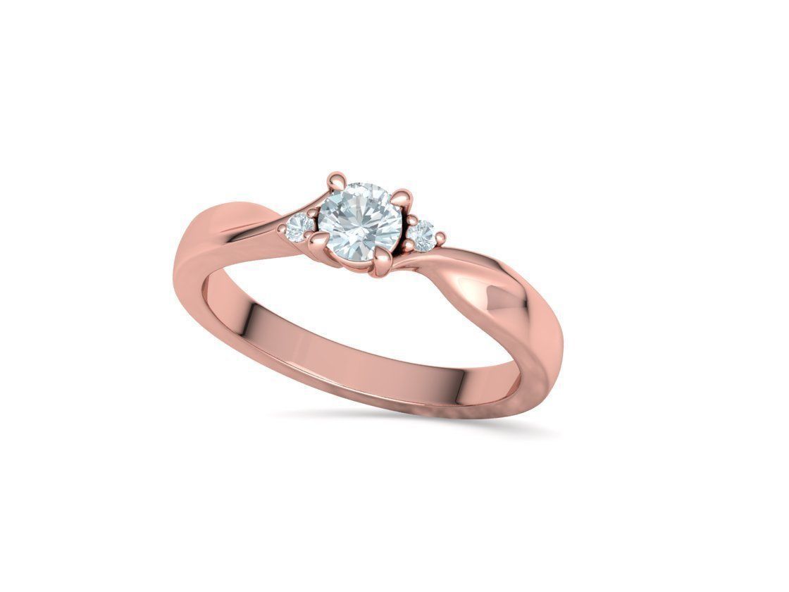 Bypass Solitaire Ring Three stone Engagement Ring 3Dmodel  3D print model_26