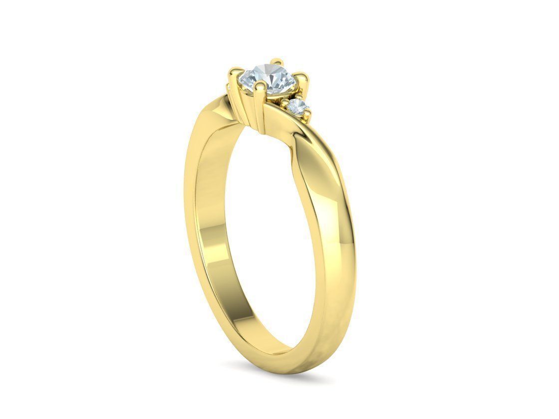 Bypass Solitaire Ring Three stone Engagement Ring 3Dmodel  3D print model_15