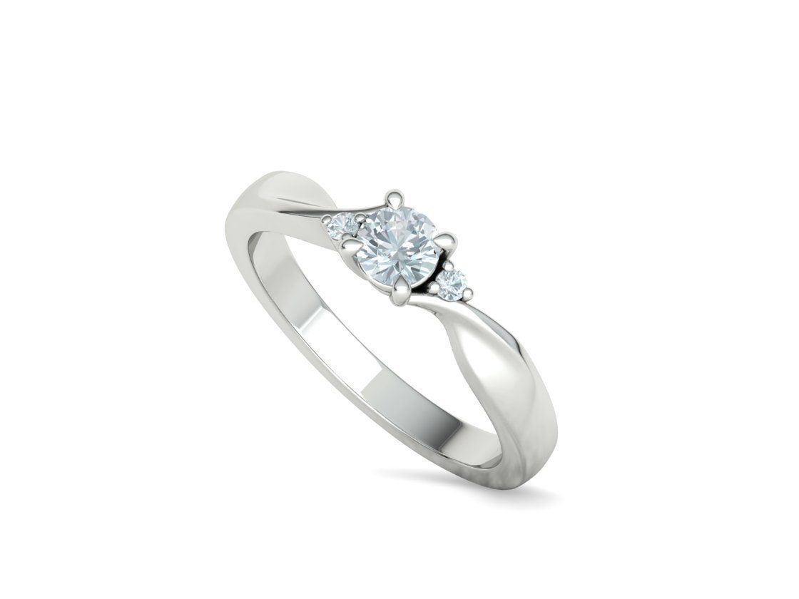 Bypass Solitaire Ring Three stone Engagement Ring 3Dmodel  3D print model_25