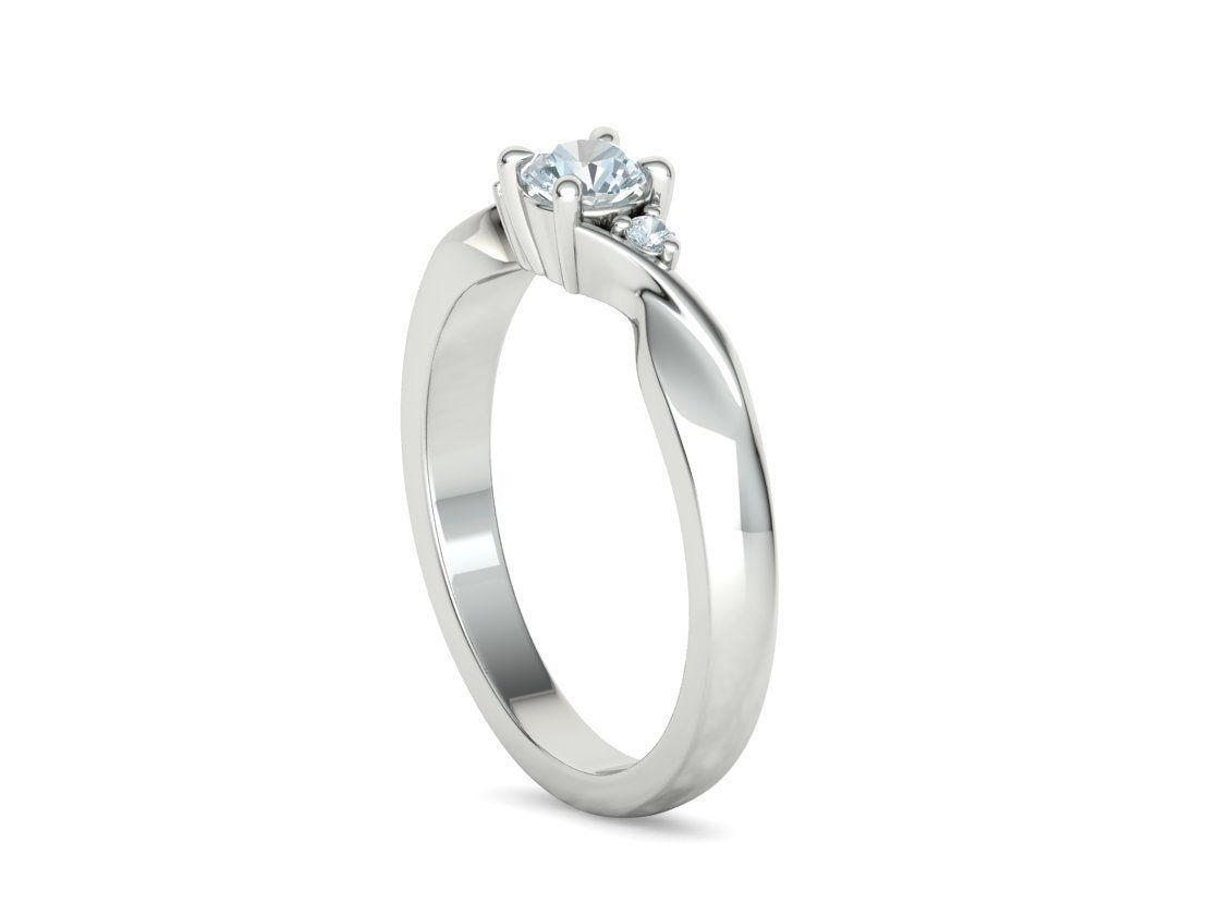 Bypass Solitaire Ring Three stone Engagement Ring 3Dmodel  3D print model_16