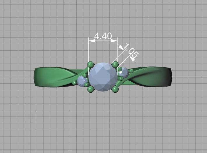 Bypass Solitaire Ring Three stone Engagement Ring 3Dmodel  3D print model_4