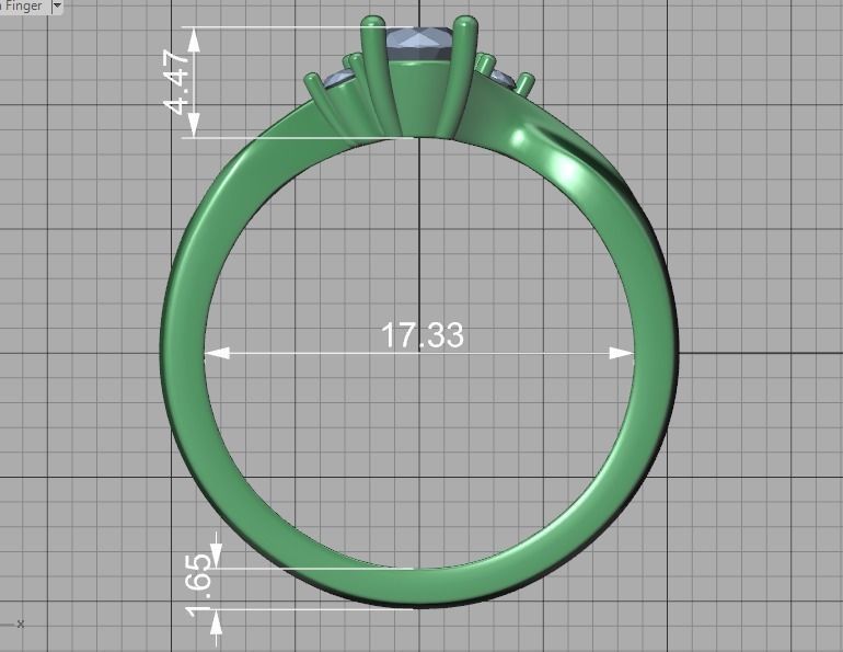 Bypass Solitaire Ring Three stone Engagement Ring 3Dmodel  3D print model_32