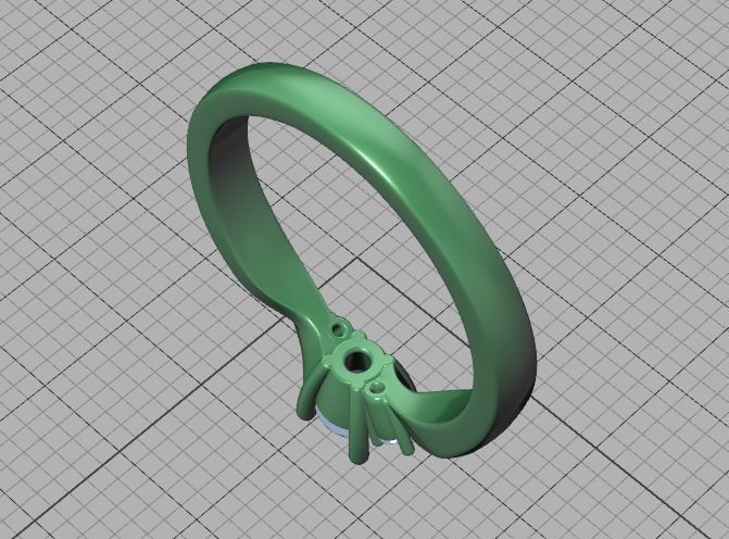 Bypass Solitaire Ring Three stone Engagement Ring 3Dmodel  3D print model_37