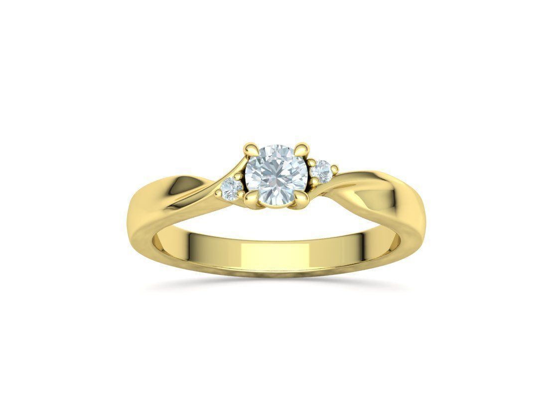 Bypass Solitaire Ring Three stone Engagement Ring 3Dmodel  3D print model_30