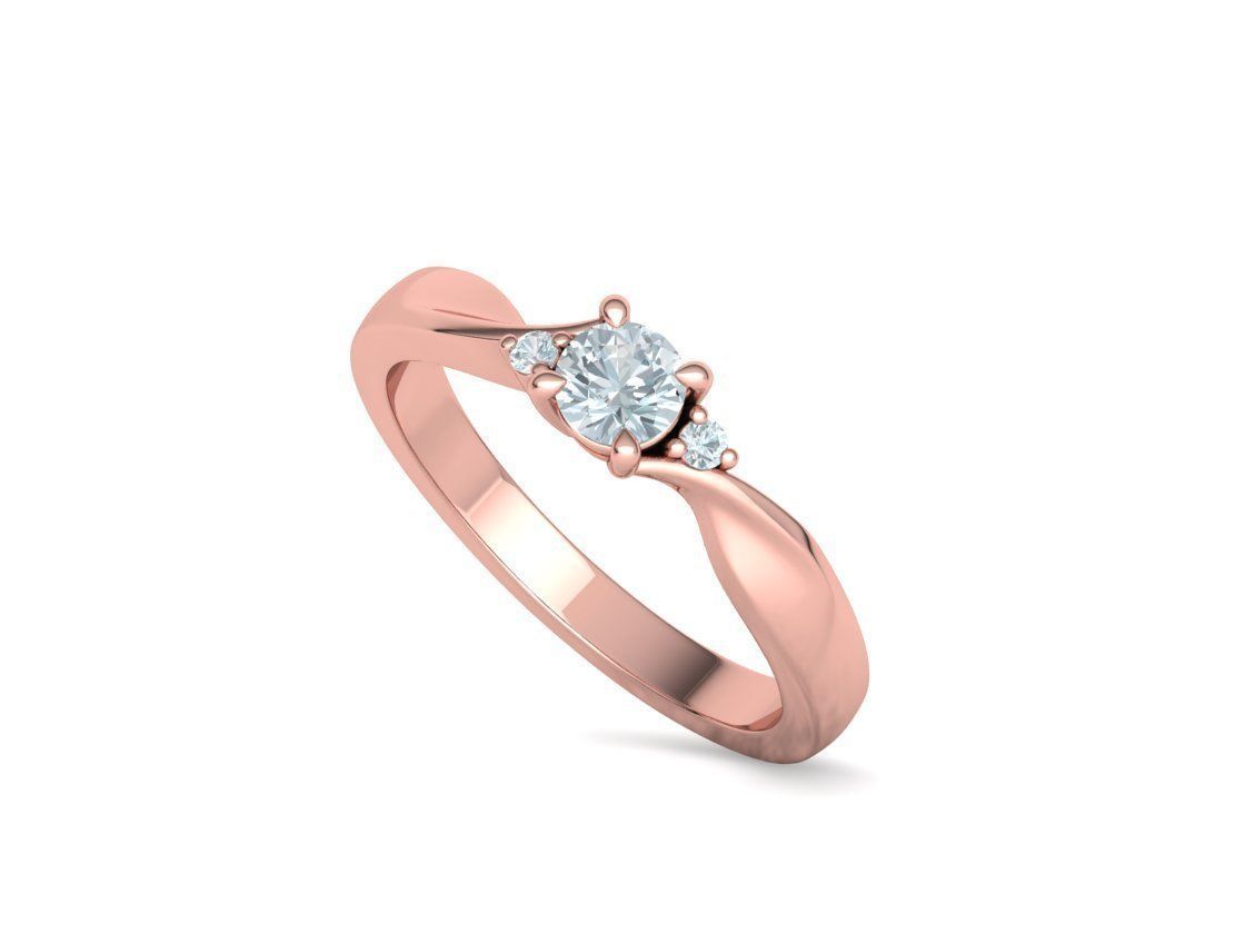 Bypass Solitaire Ring Three stone Engagement Ring 3Dmodel  3D print model_23