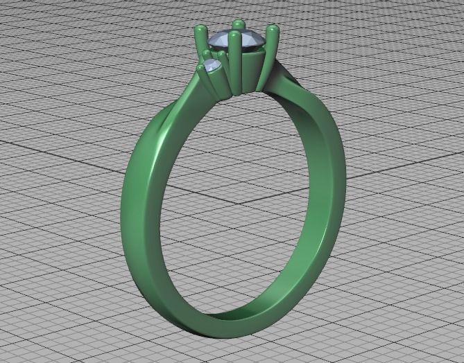 Bypass Solitaire Ring Three stone Engagement Ring 3Dmodel  3D print model_35
