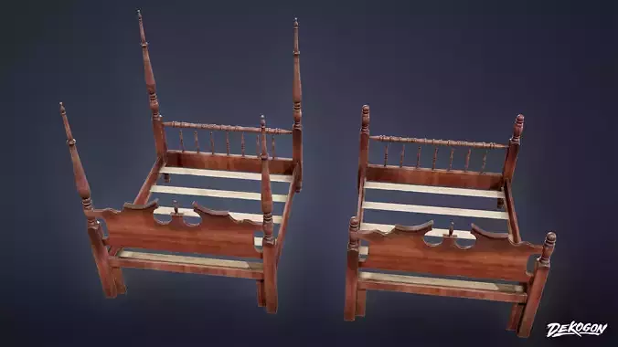 SUBURBS - Bed Frame 08 - LOW POLY AND NANITE Low-poly 3D model