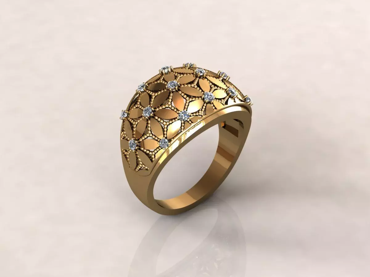 Petals ring 2 3D print model_0