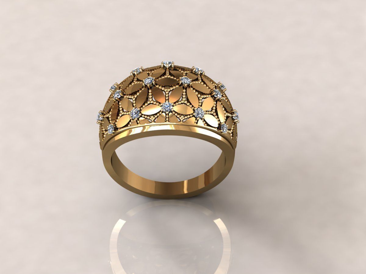 Petals ring 2 3D print model_2