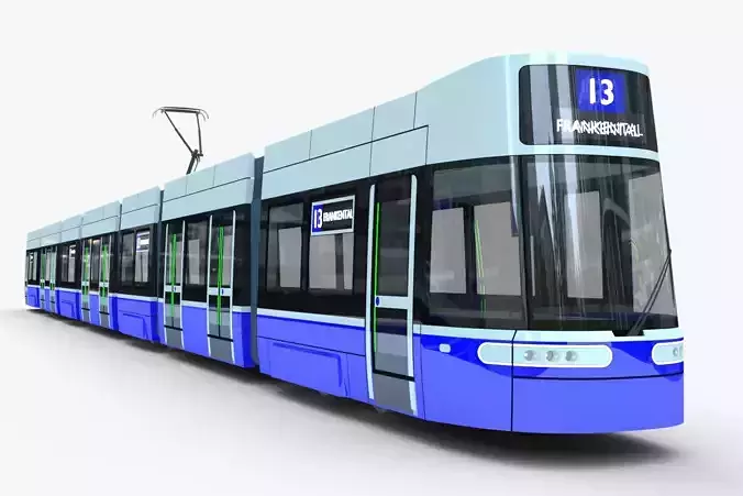Tram Flexity Zurich exterior 3D model