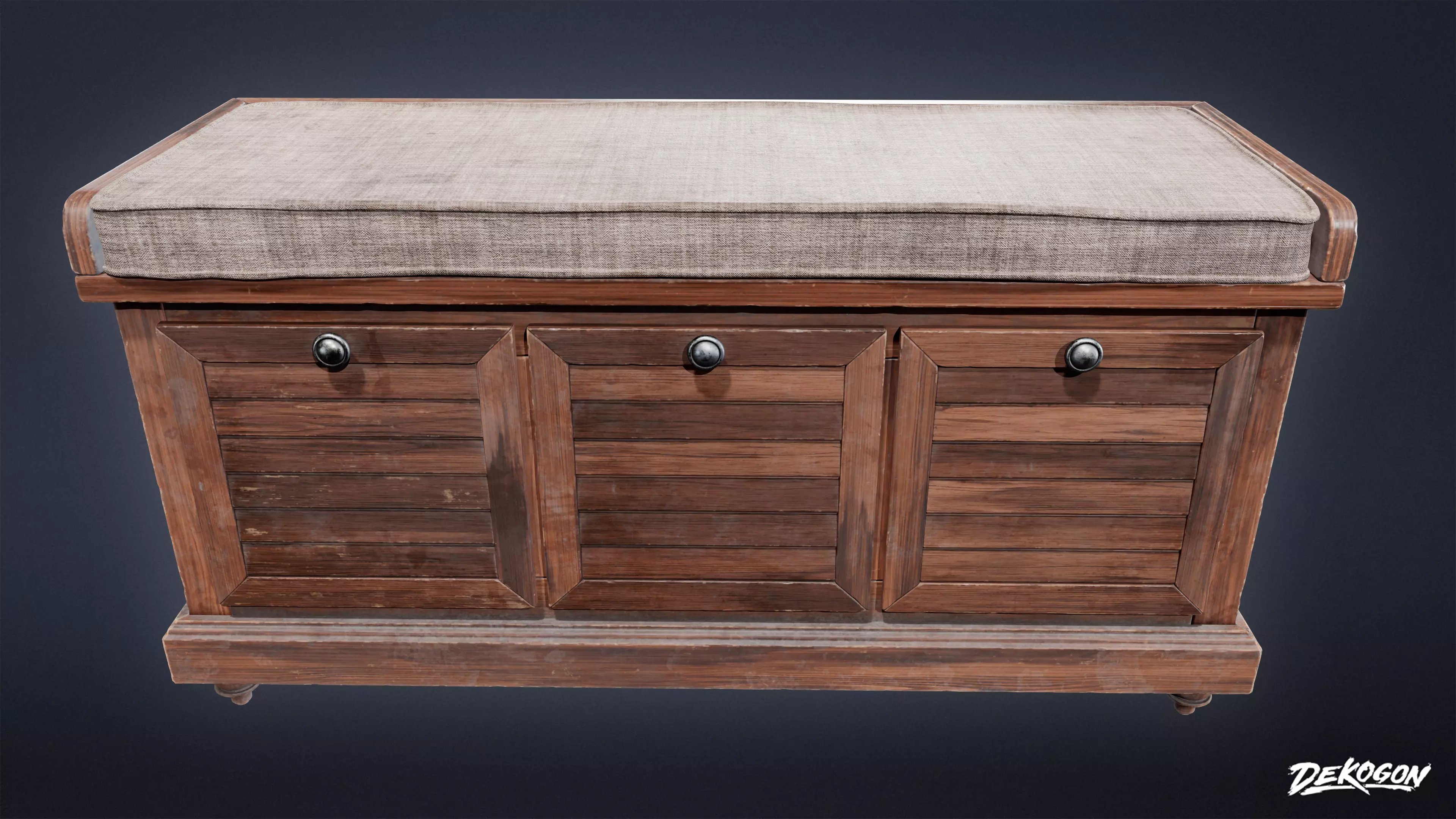 SUBURBS - Bench 09 - LOW POLY AND NANITE Low-poly 3D model_0