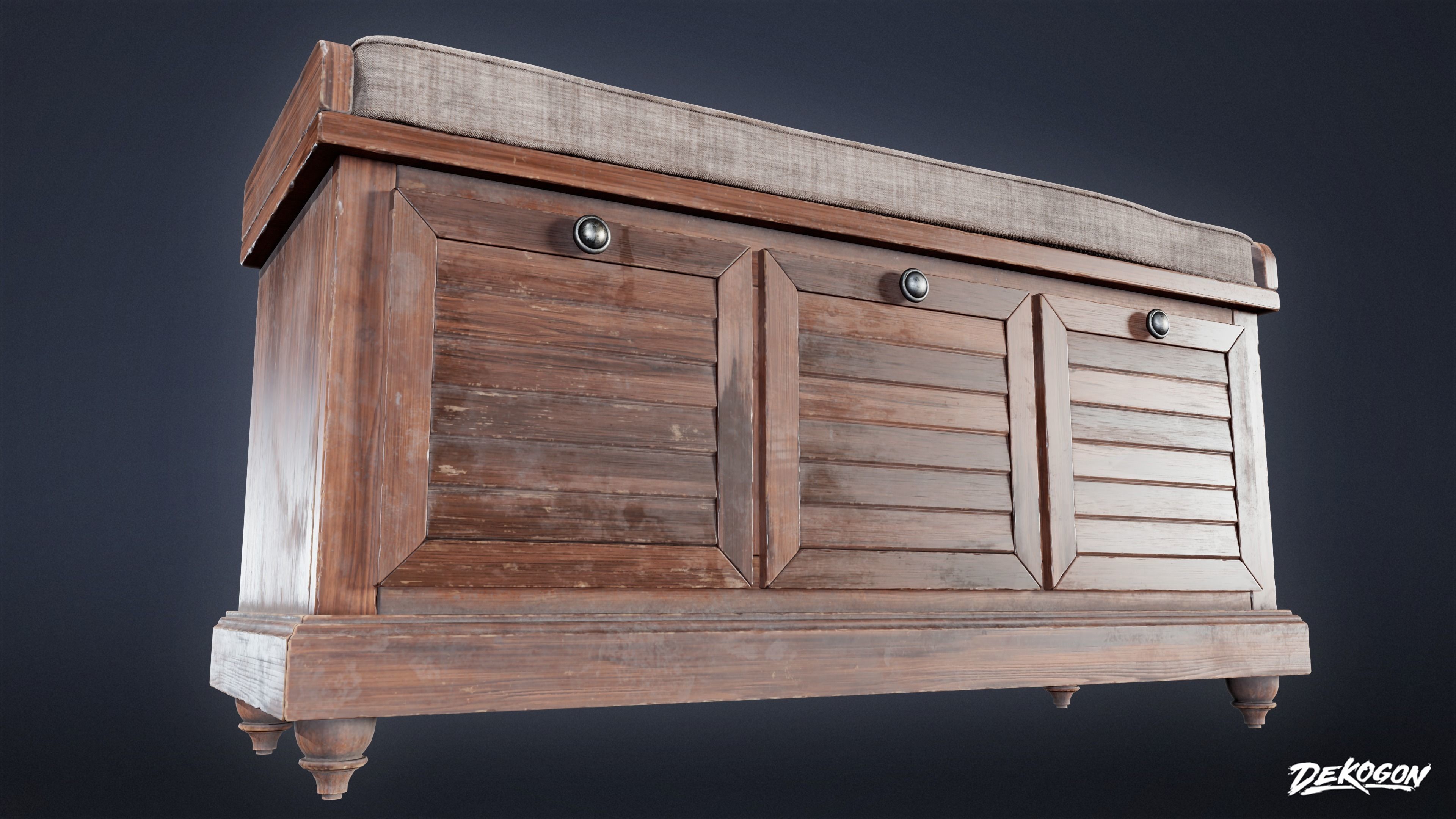 SUBURBS - Bench 09 - LOW POLY AND NANITE Low-poly 3D model_7