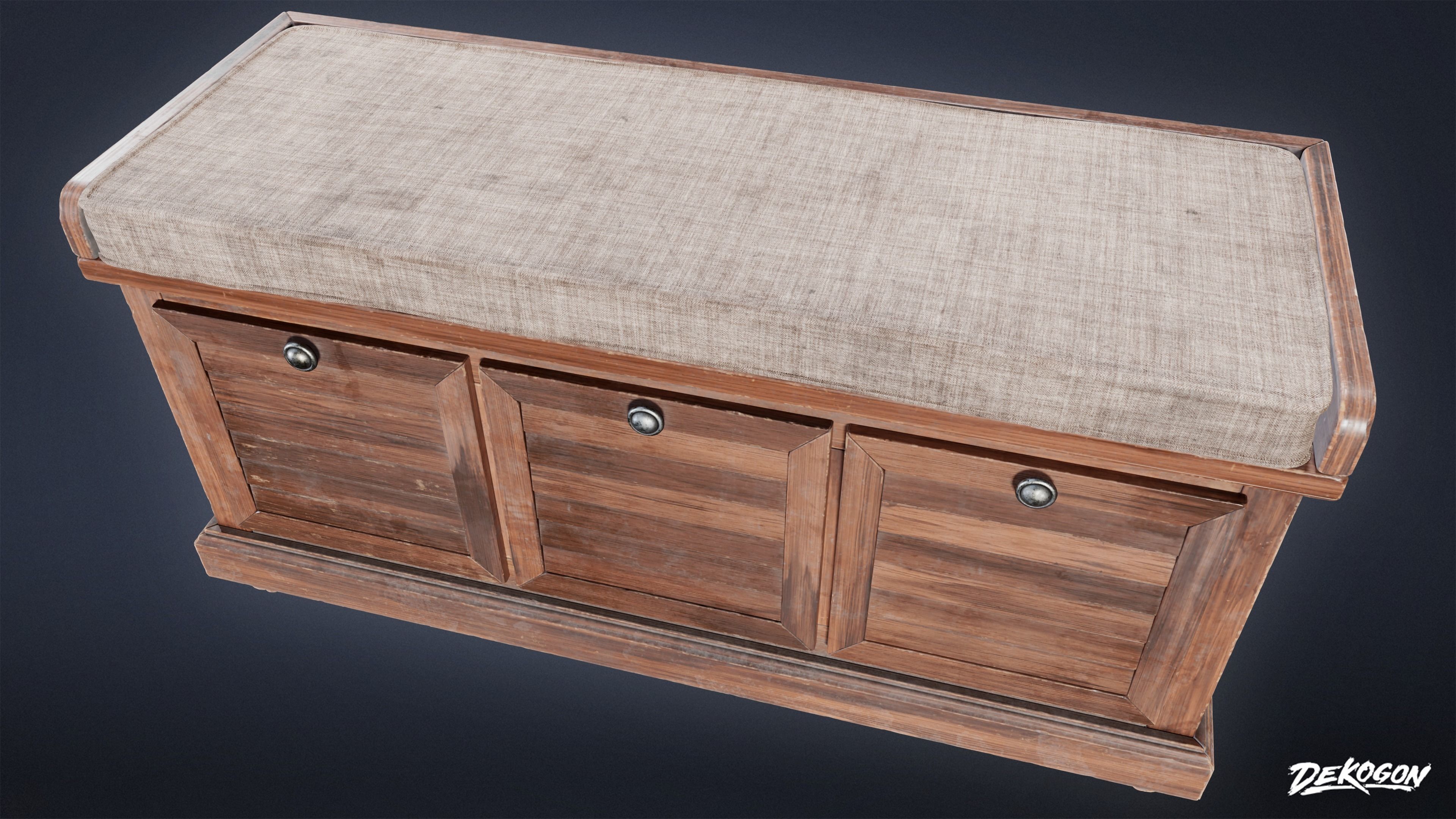 SUBURBS - Bench 09 - LOW POLY AND NANITE Low-poly 3D model_6