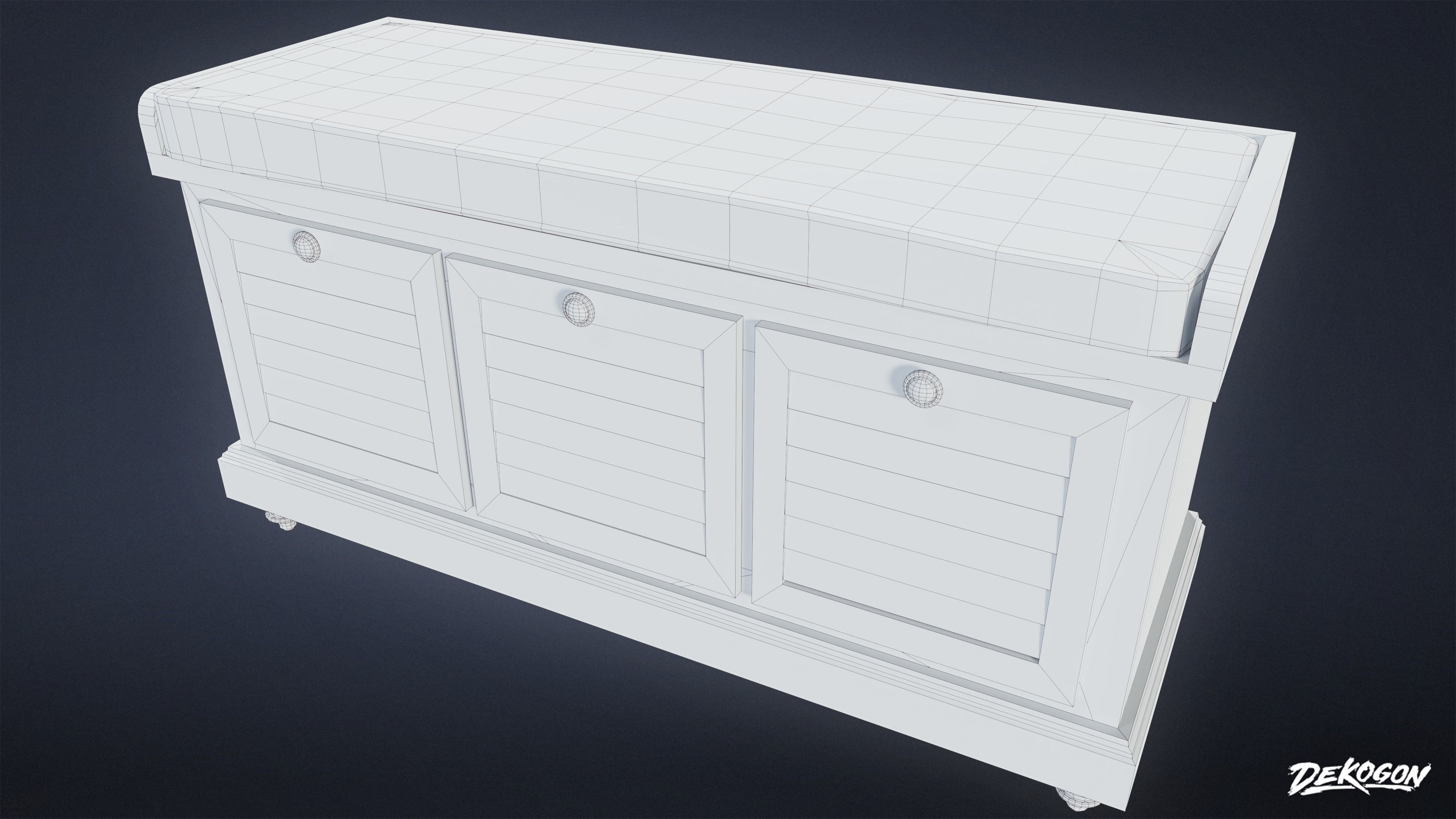 SUBURBS - Bench 09 - LOW POLY AND NANITE Low-poly 3D model_8