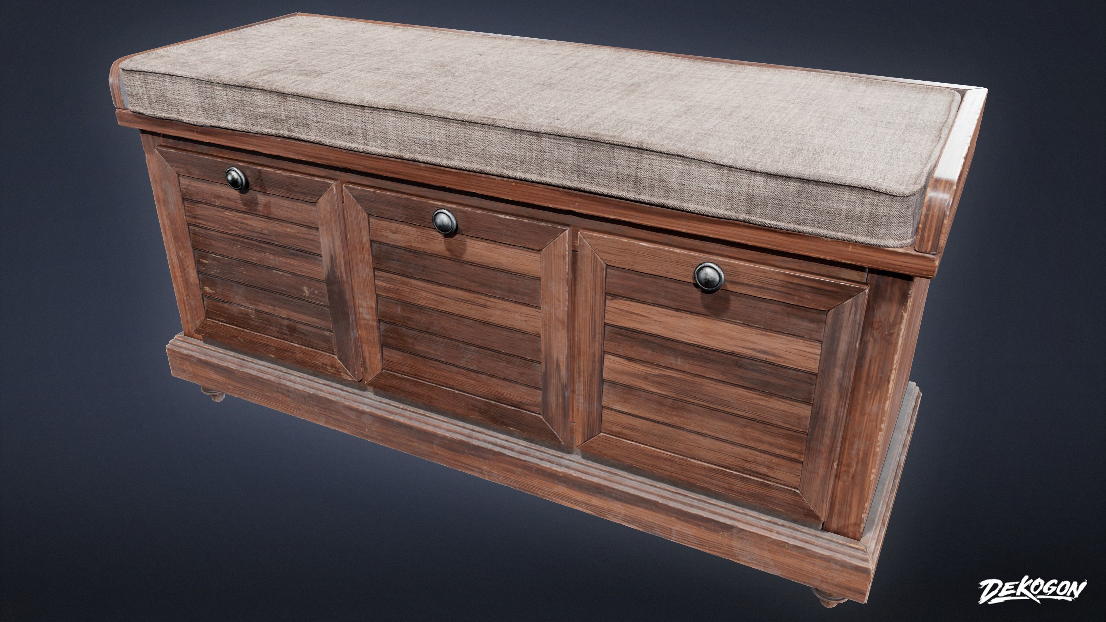 SUBURBS - Bench 09 - LOW POLY AND NANITE Low-poly 3D model_1