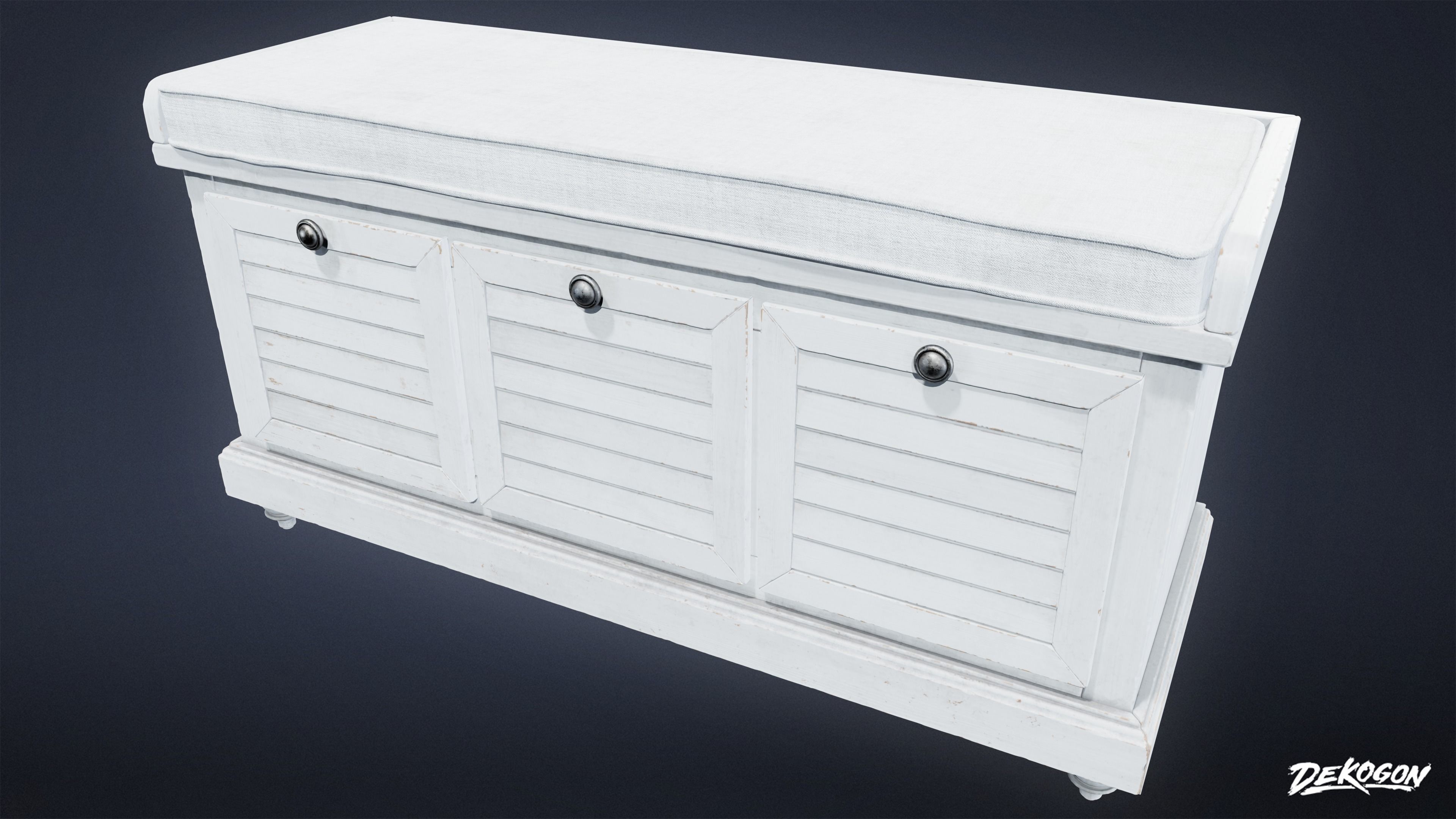 SUBURBS - Bench 09 - LOW POLY AND NANITE Low-poly 3D model_2