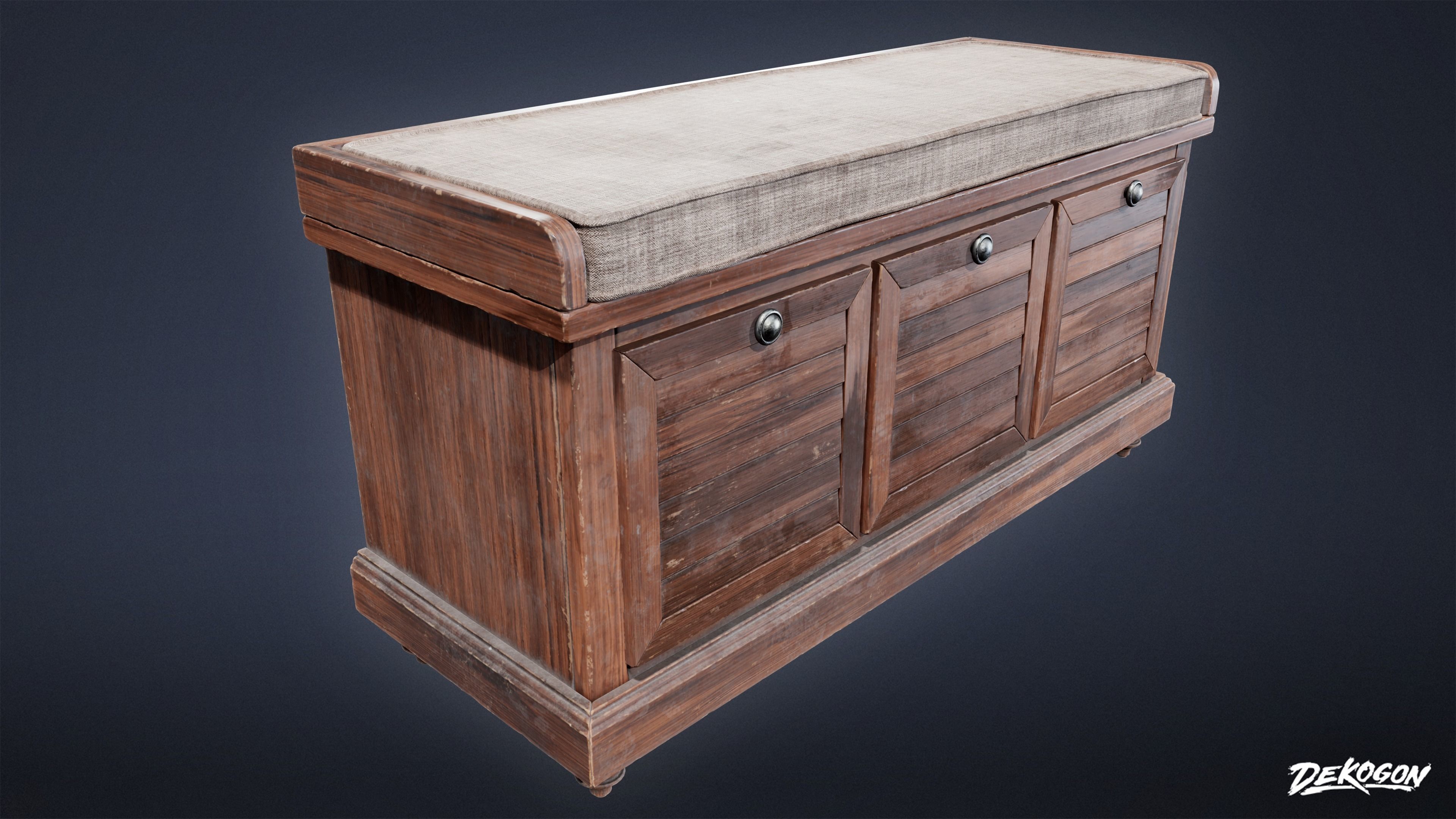 SUBURBS - Bench 09 - LOW POLY AND NANITE Low-poly 3D model_3