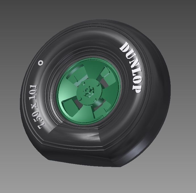 Spitfire - four spoke wheel - smooth tires 3D print model_4