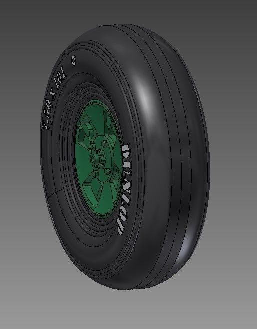 Spitfire - four spoke wheel - smooth tires 3D print model_2