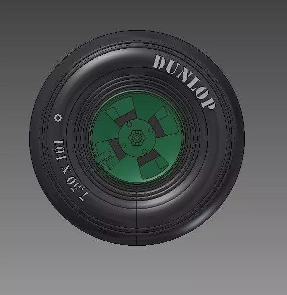 Spitfire - four spoke wheel - smooth tires 3D print model_0