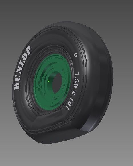 Spitfire - four spoke wheel - smooth tires 3D print model_3