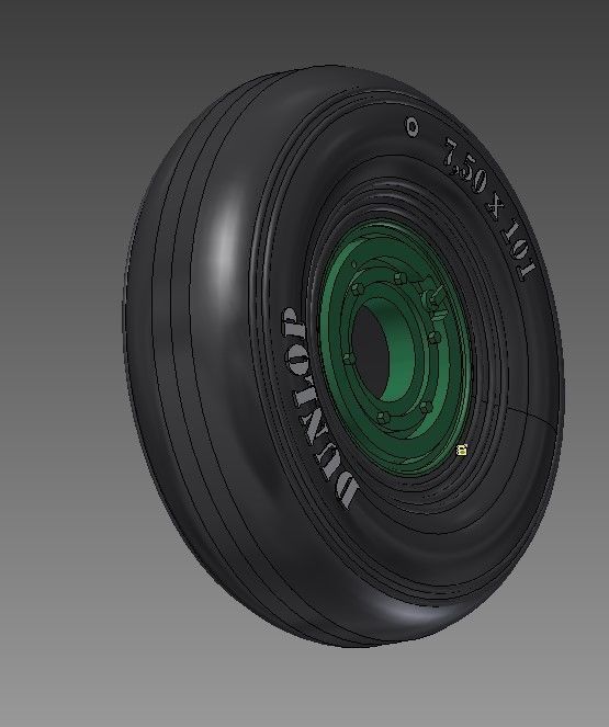 Spitfire - four spoke wheel - smooth tires 3D print model_1