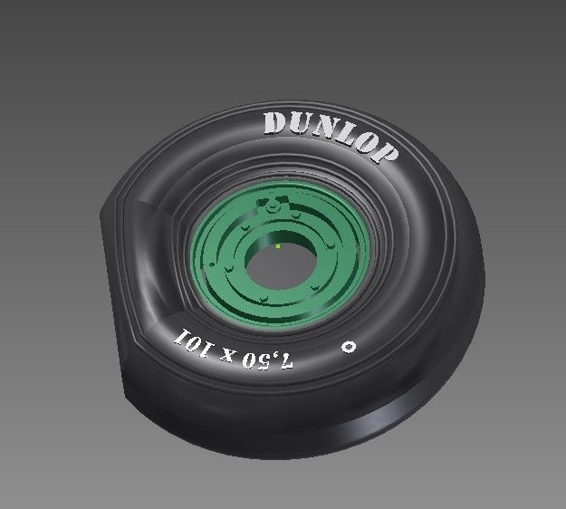 Spitfire - four spoke wheel - smooth tires 3D print model_5