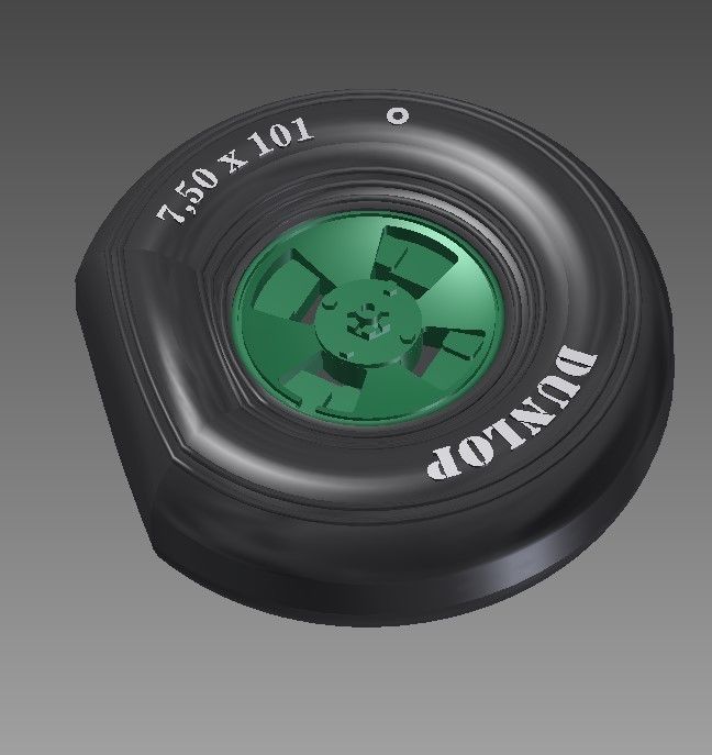 Spitfire - four spoke wheel - smooth tires 3D print model_6