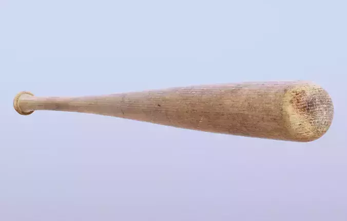 8k 1950s Wooden Baseball Bat - 5 Levels of Detail