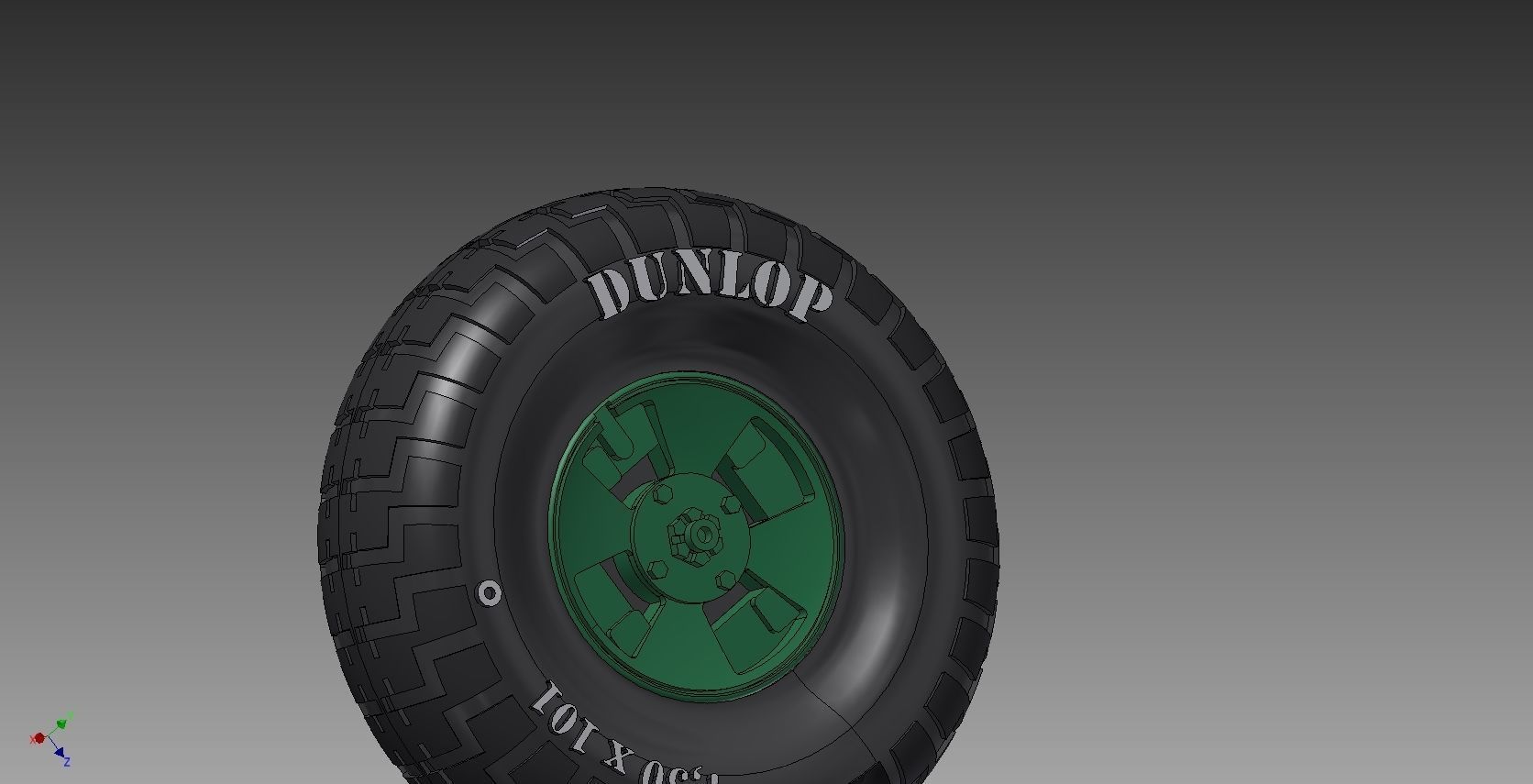 Spitfire - four spoke wheel - tire with pattern and loaded 3D print model_2