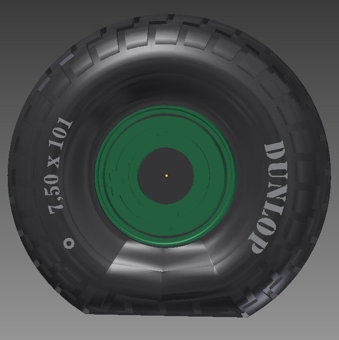 Spitfire - four spoke wheel - tire with pattern and loaded 3D print model_7