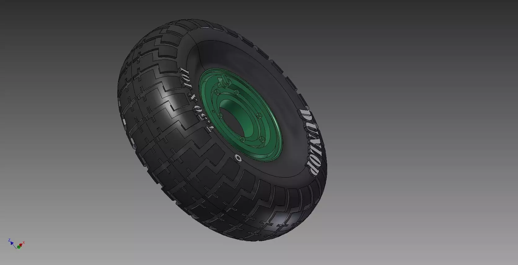 Spitfire - four spoke wheel - tire with pattern and loaded 3D print model_0