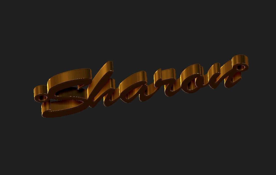 Sharon name plate pendant 3D print model_28