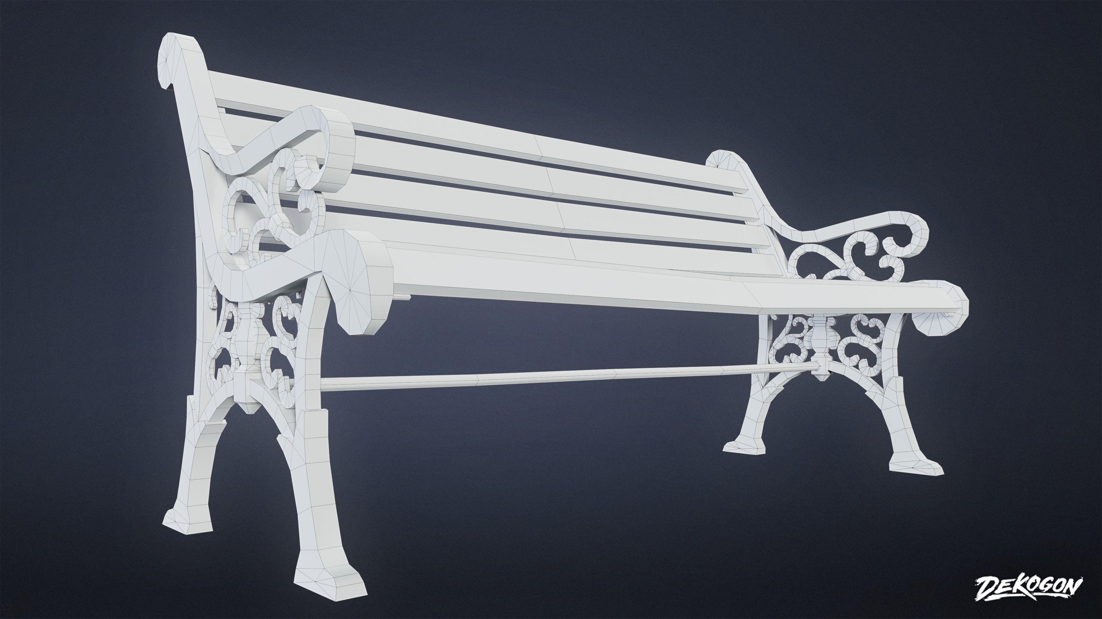 SUBURBS - Bench Park 01 - LOW POLY AND NANITE Low-poly 3D model_6