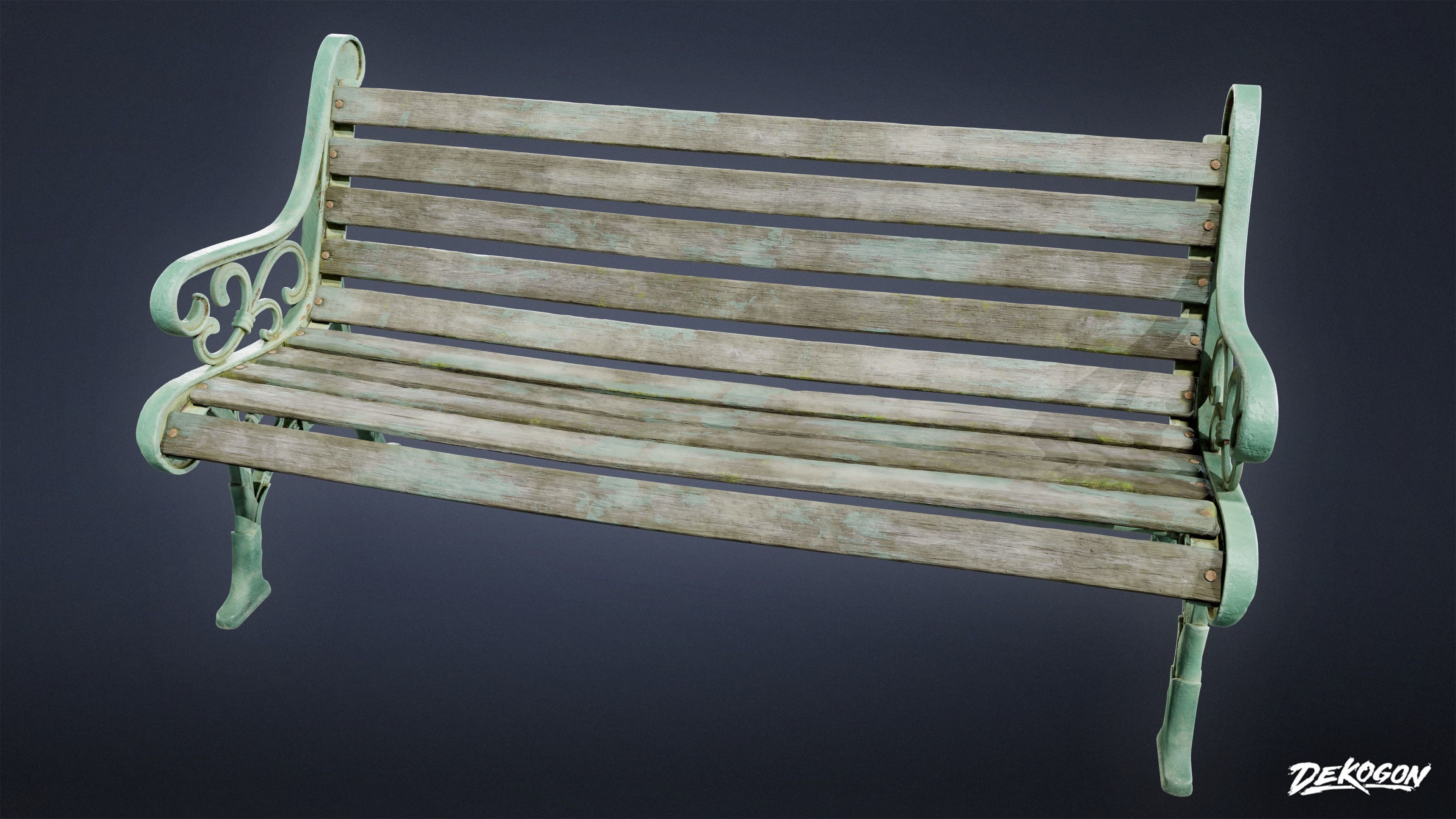 SUBURBS - Bench Park 01 - LOW POLY AND NANITE Low-poly 3D model_1